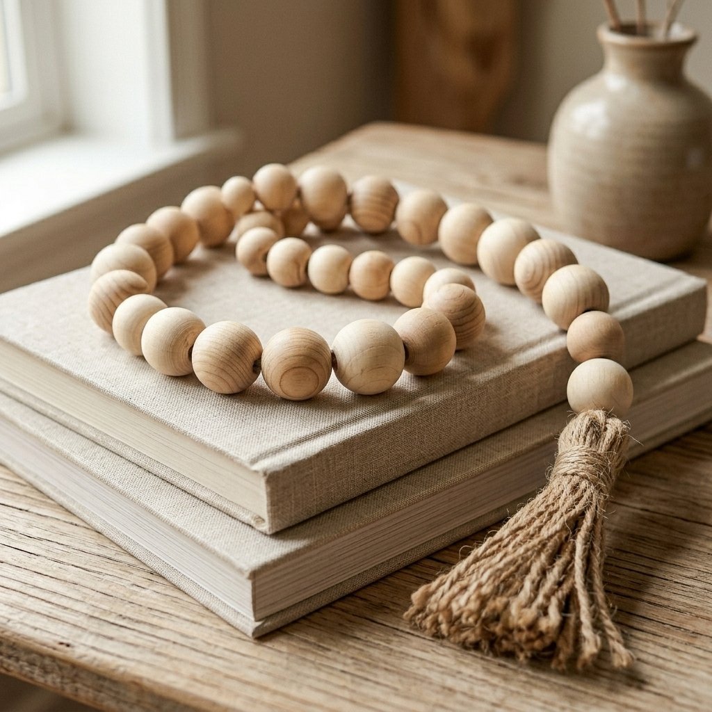 Decorative Wooden Beads - Natural Finish - Image 2