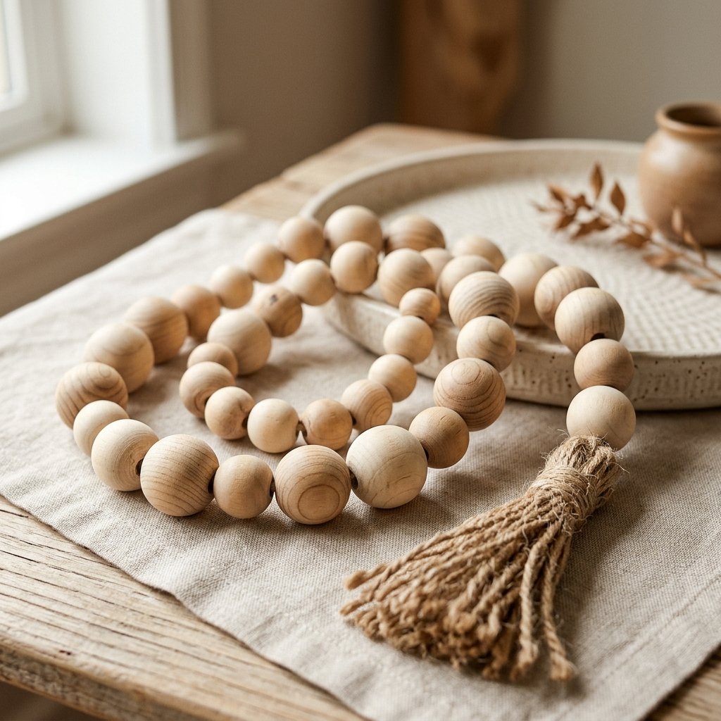 Decorative Wooden Beads - Natural Finish