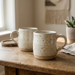 Stoneware Mug Set – Speckled Cream