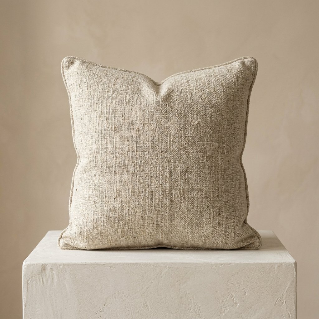 Textured Throw Pillow – Sandstone Weave - Image 2