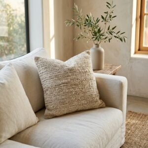 Textured Throw Pillow – Sandstone Weave