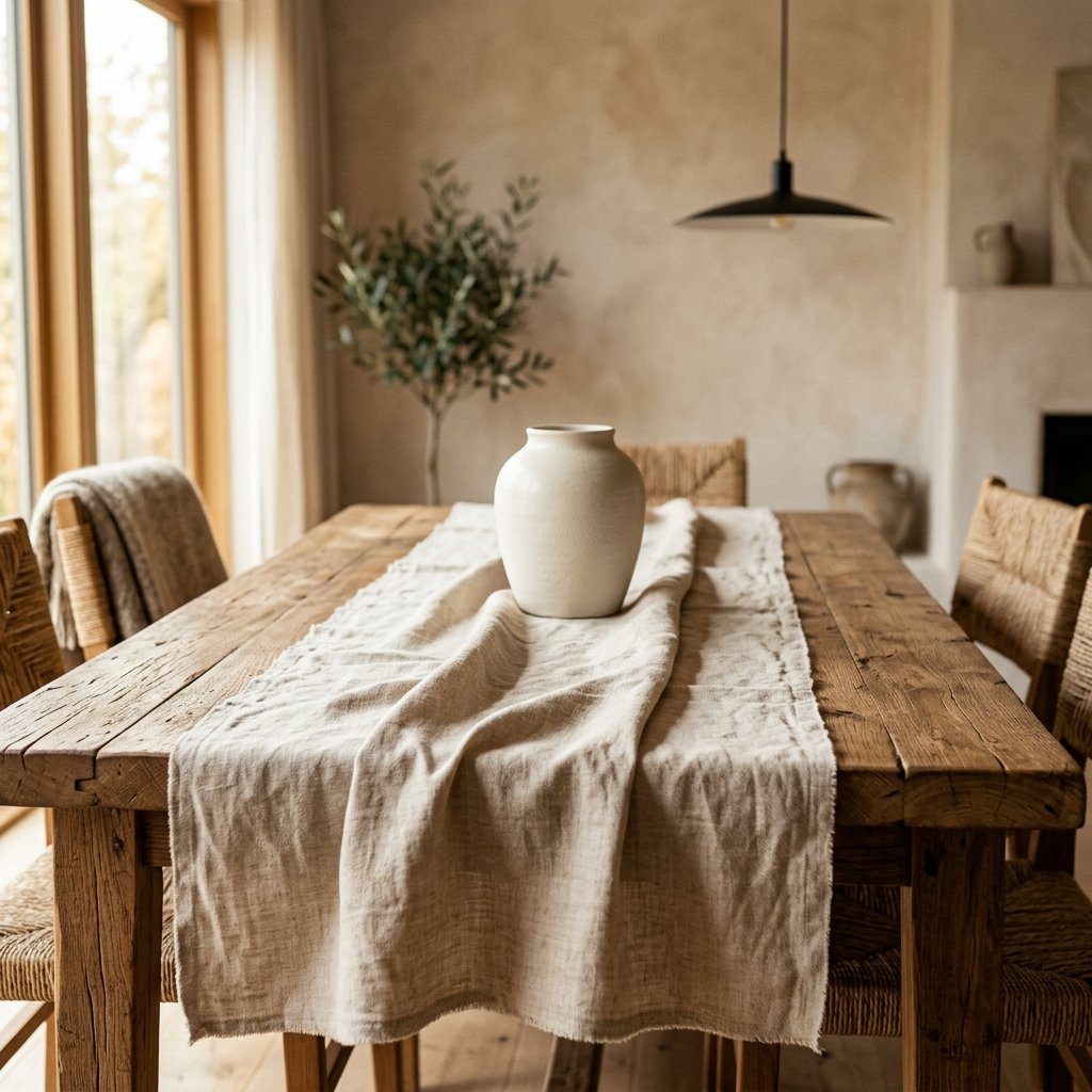 Organic Linen Table Runner – Oatmeal - Image 2