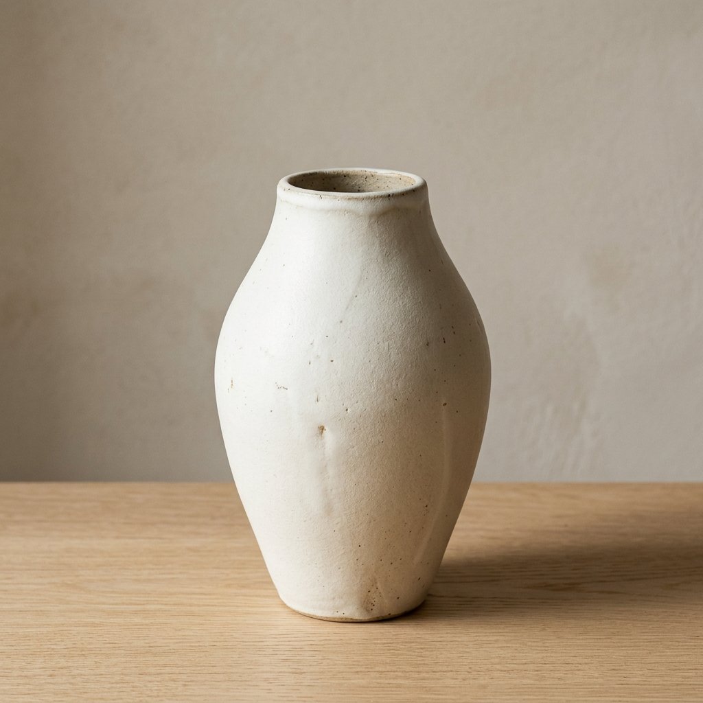 Hand-crafted Ceramic Vase – Matte Ivory
